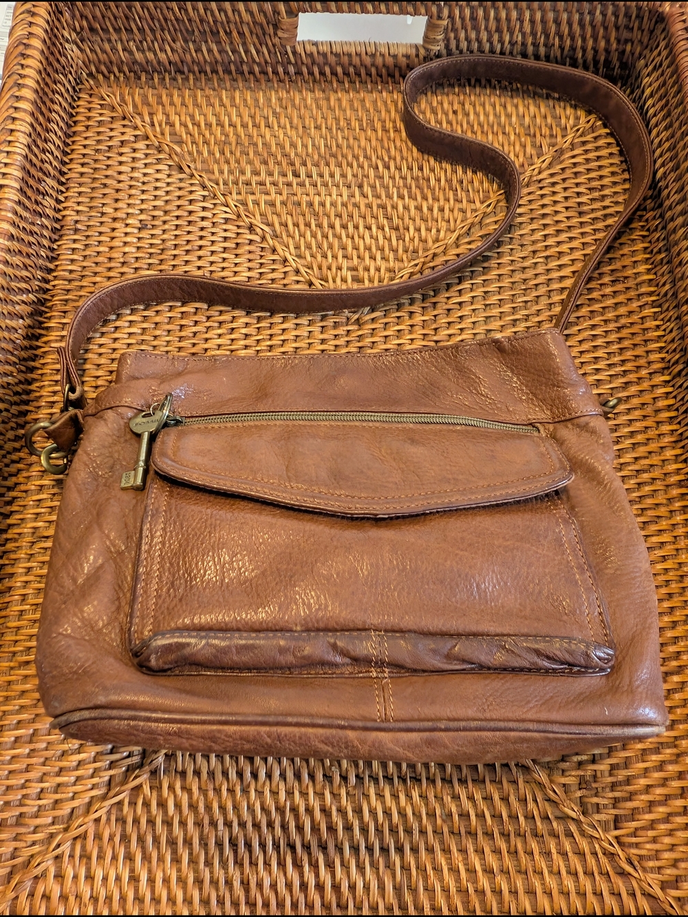 Buttery Soft Vintage Goody Fossil Brown Leather Shoulder Bag